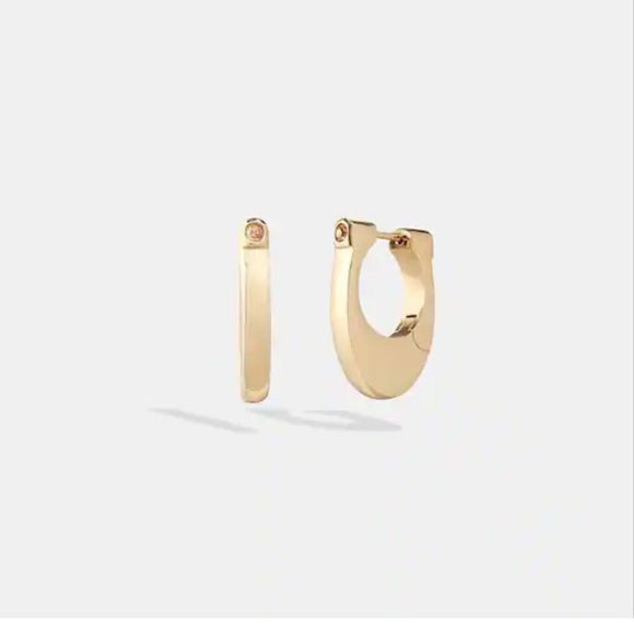 Coach Chunky Signature Hoop Earrings with Black BRAND - Picture 1 of 3